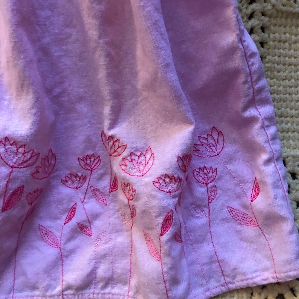 Zoey Soft Pink Floral Embroidery Sleeveless Summer Dress Girl’s Sz 5 Linen Blend - Picture 3 of 12